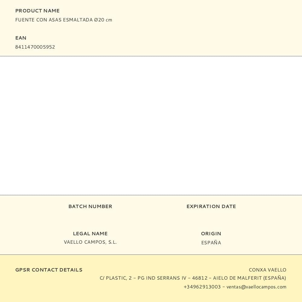 Fuente con asas esmaltada ø20 cm