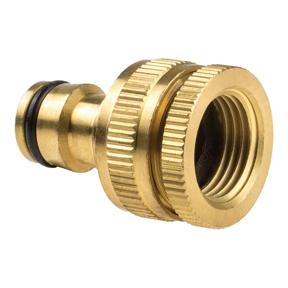 Conector roscado hembra de latón brass 6 bar, ½ pulg - ¾ pulg, blister