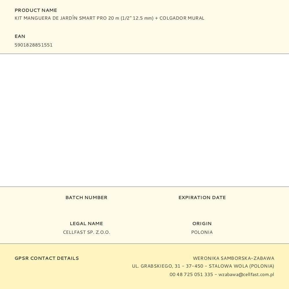 Kit manguera de jardín smart pro ø12,5 mm, ½ pulg, 20 m + colgador mural