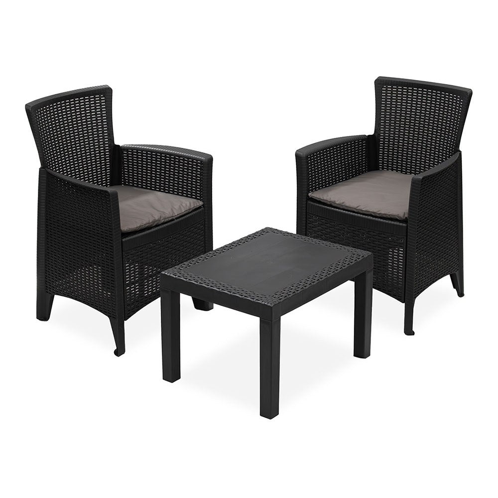 Conjunto jardín forest 3 piezas antracita + cojines