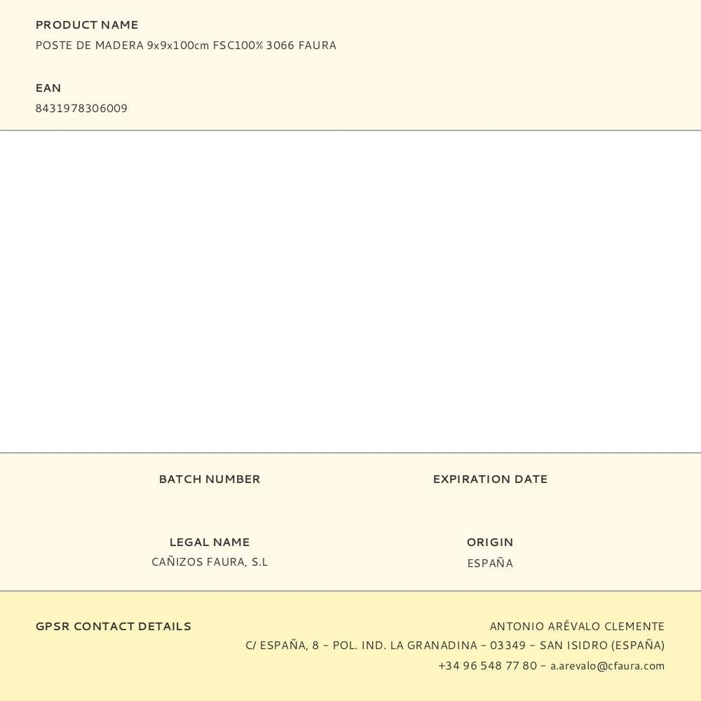 Poste de madera 9x9x100cm fsc100% 3066 faura