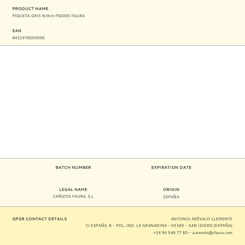 Piqueta gris 9x9cm f50005 faura