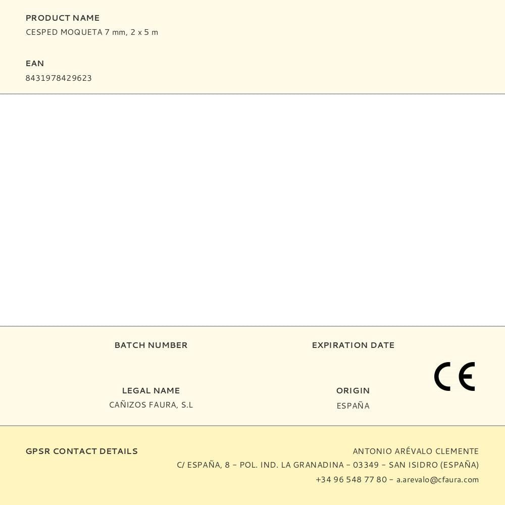 Cesped moqueta 7 mm, 2 x 5 m