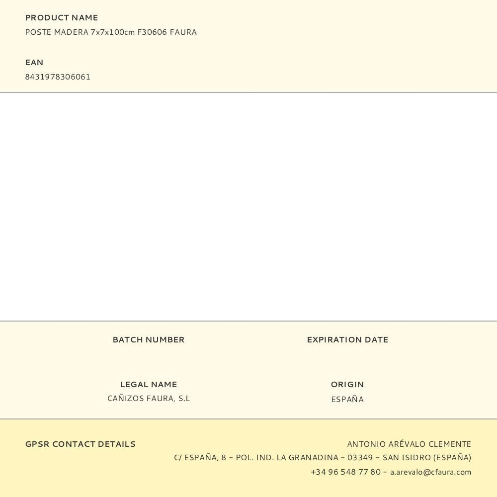 Poste madera 7x7x100cm f30606 faura