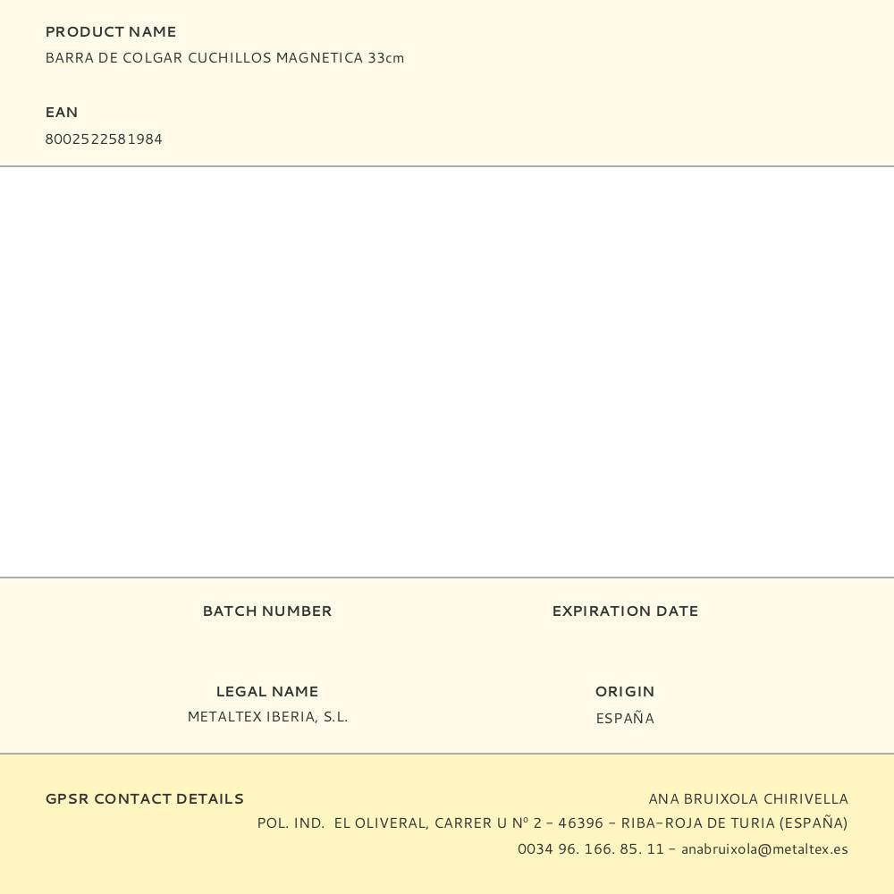 Barra de colgar cuchillos magnética 33 cm