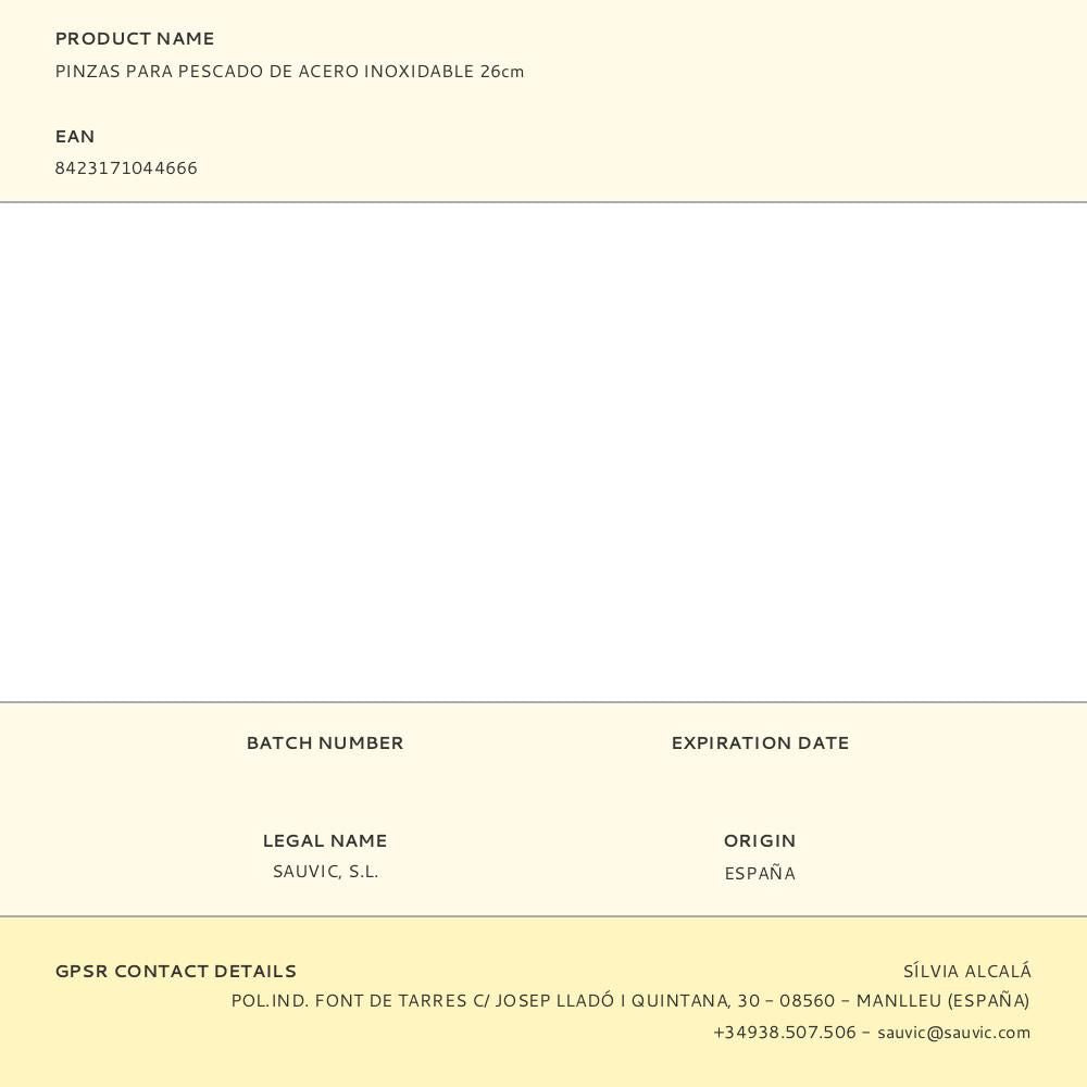 Pinzas para pescado de acero inoxidable 26cm