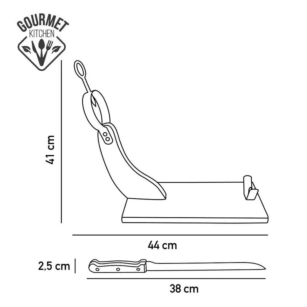 Jamonero premium madera de pino 44 x 41 cm con cuchillo incluido