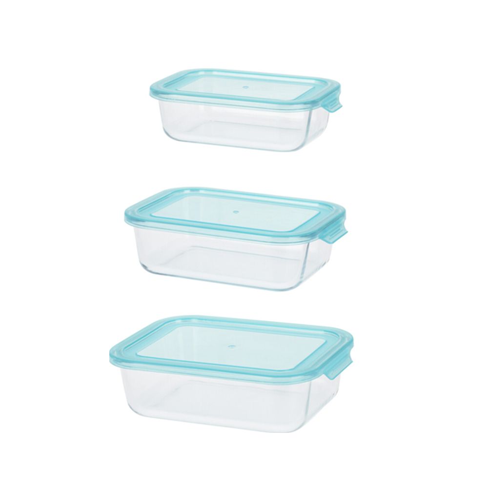 Set 3 fiambreras cristal tamaños varios 630 ml, 1000 ml y 1480 ml