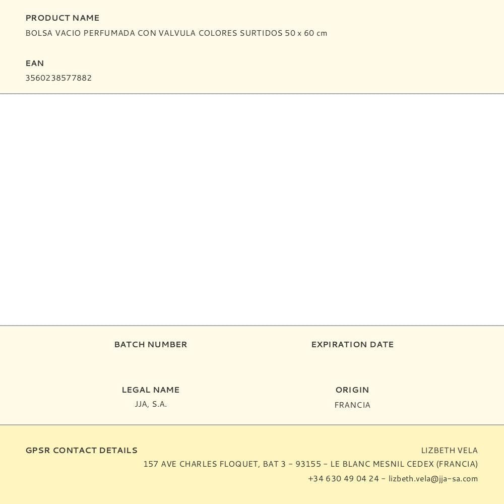 Bolsa al vacío perfumada con válvula 50 x 60 cm