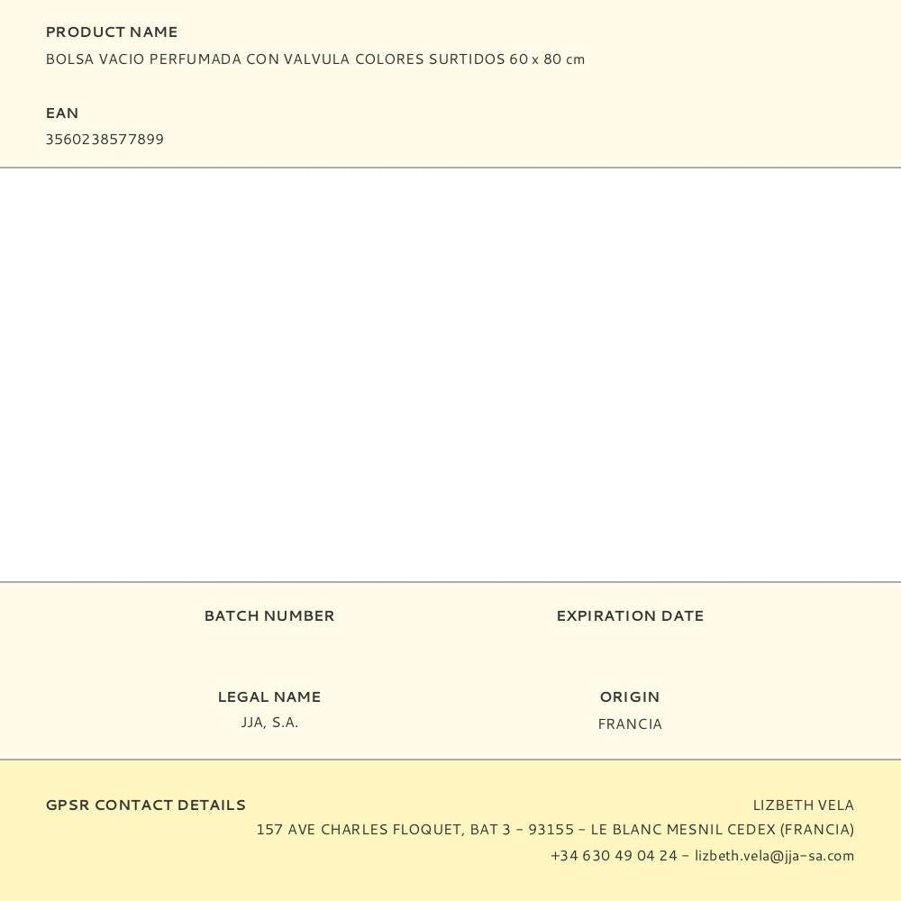 Bolsa al vacío perfumada con válvula 60 x 80 cm