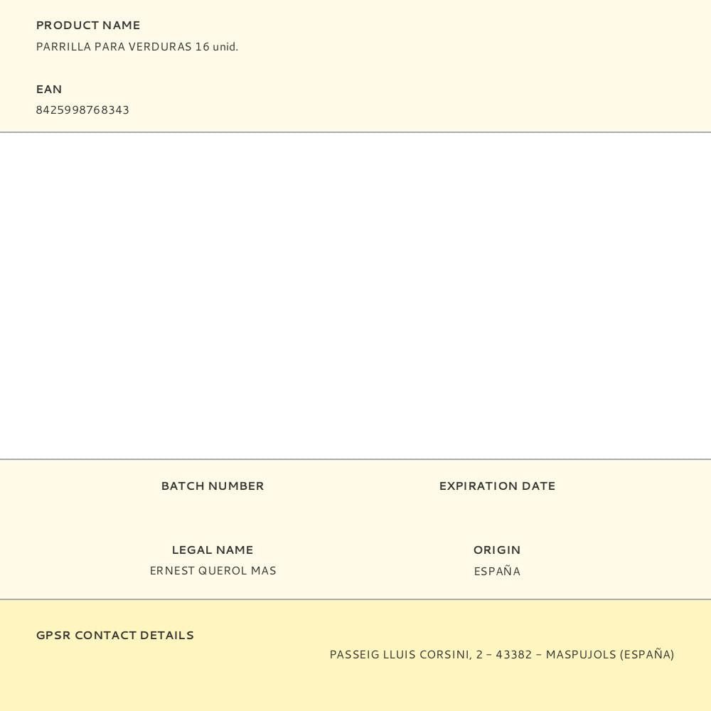 Parrilla para verduras 16 unid.