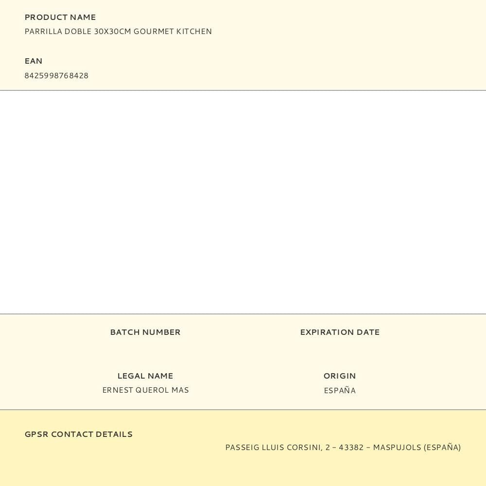 Parrilla doble 30x30cm gourmet kitchen