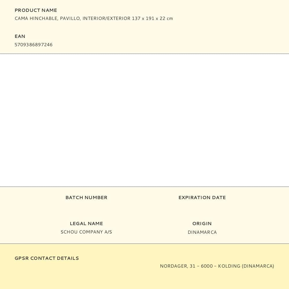 Cama hinchable, interior/exterior 137 x 191 x 22 cm