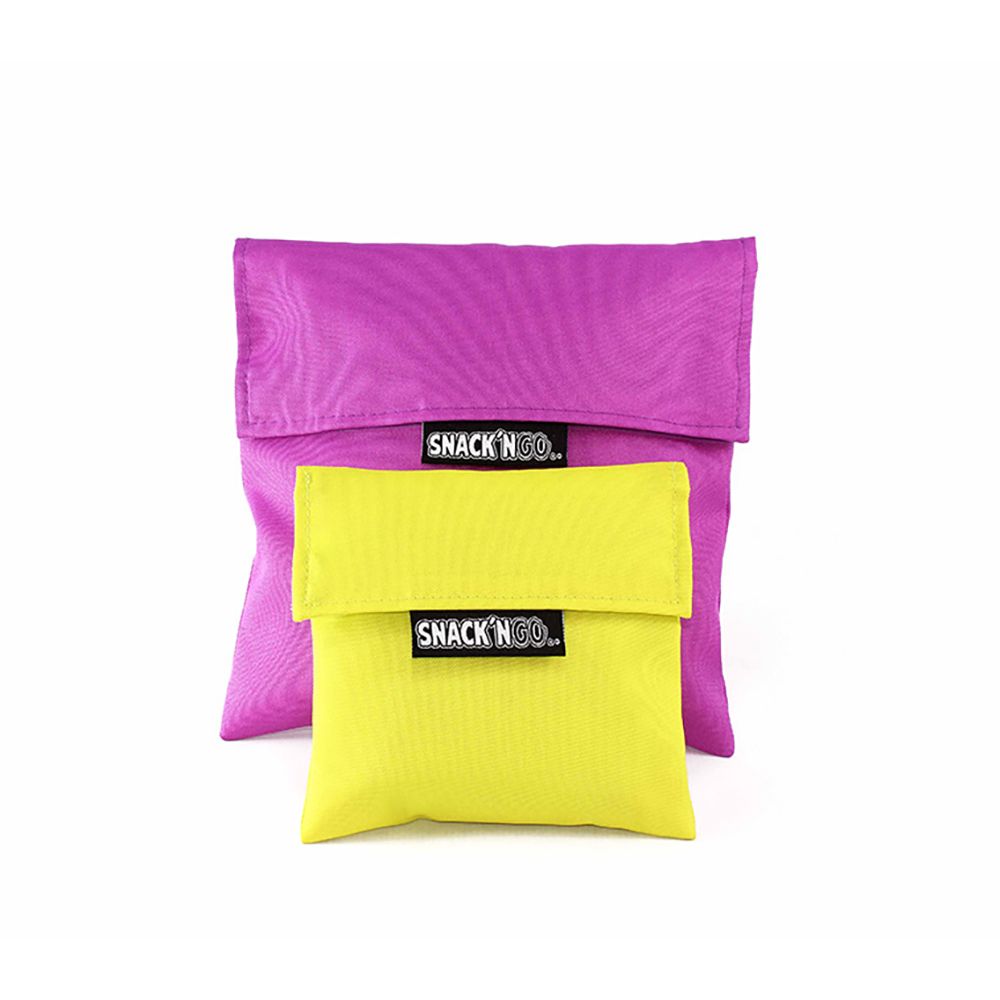 Porta snacks reutilizables snack'n'go lila - amarillo 14 x 14 cm y 20 x 20 cm 2 uds