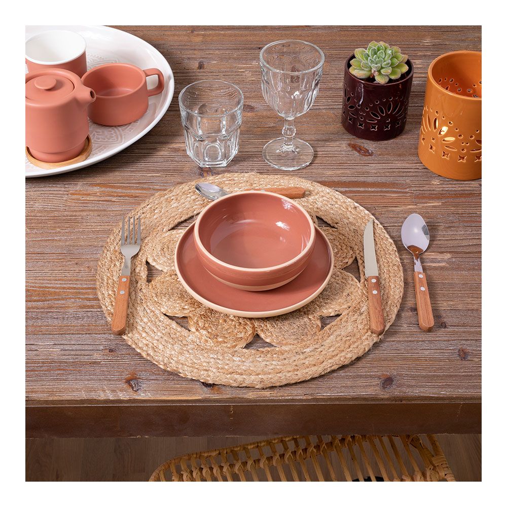 Mantel individual de yute calado ø38 cm