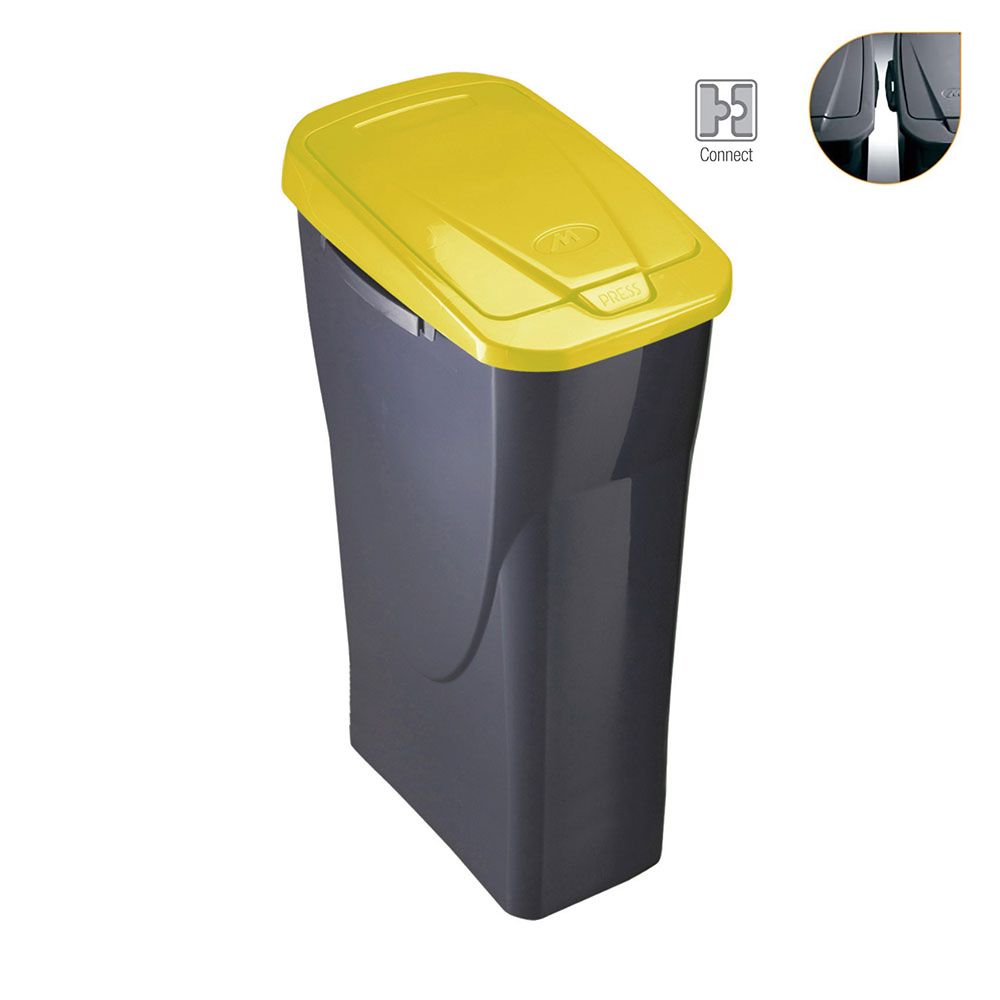 Cubo ecobin con tapa color amarillo 21,5 x 36 x 51 cm 25 l