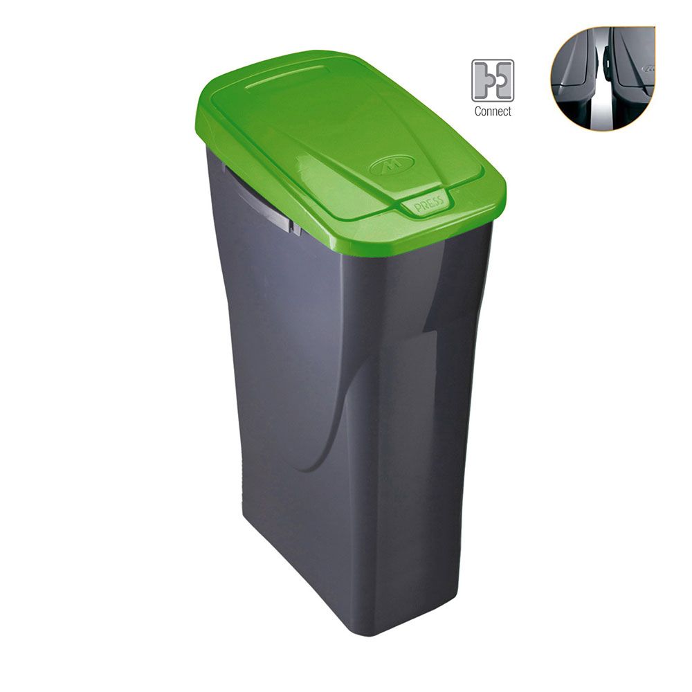 Cubo ecobin con tapa color verde 21,5 x 36 x 51cm 25 l