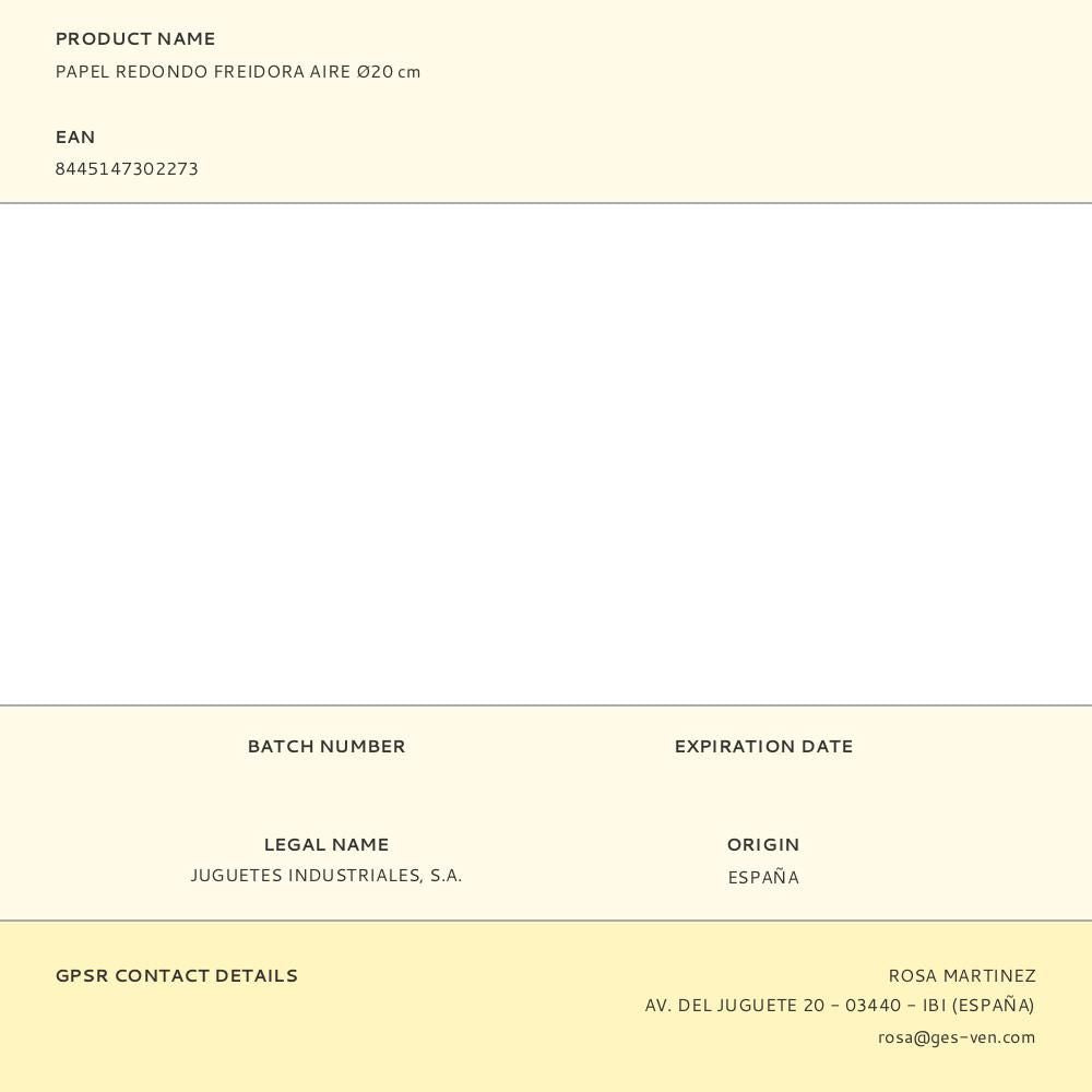 Papel redondo freidora aire ø20 cm