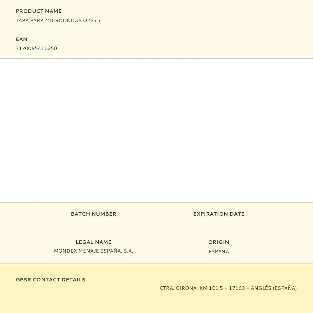 Tapa para microondas ø25 cm