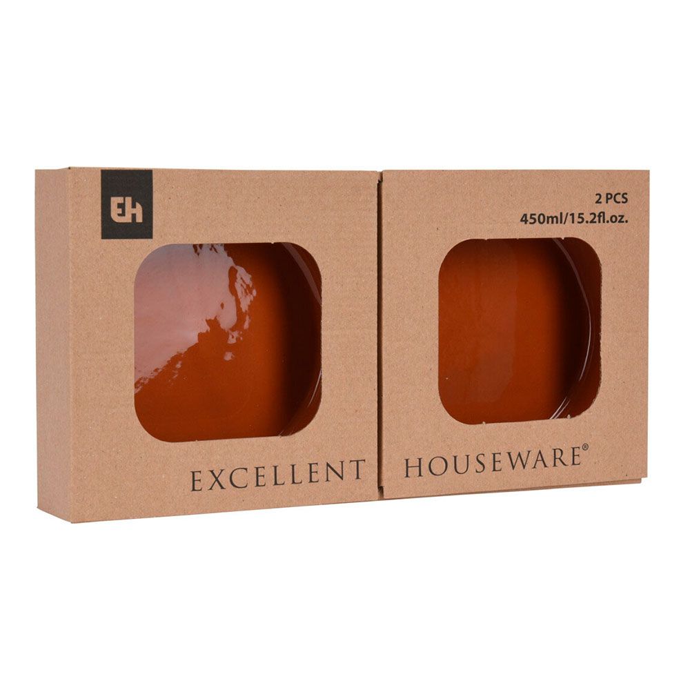 Set 2 cazuelas para aperitivos de barro color terracota 450 ml ø15,5 x 3,8 cm