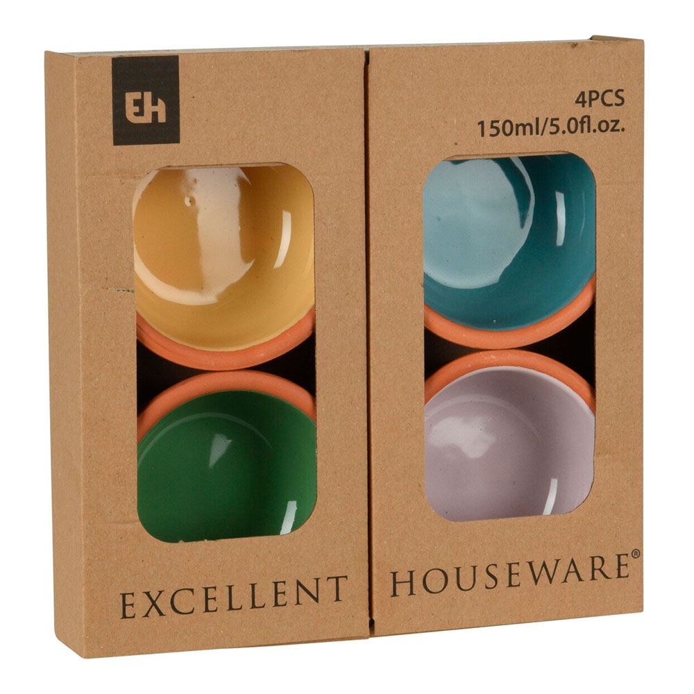 Set 4 cuencos para aperitivos de barro colores surtidos 150 ml ø10,4 x 4,2 cm