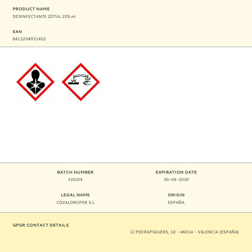 Desinfectante zotal 205 ml