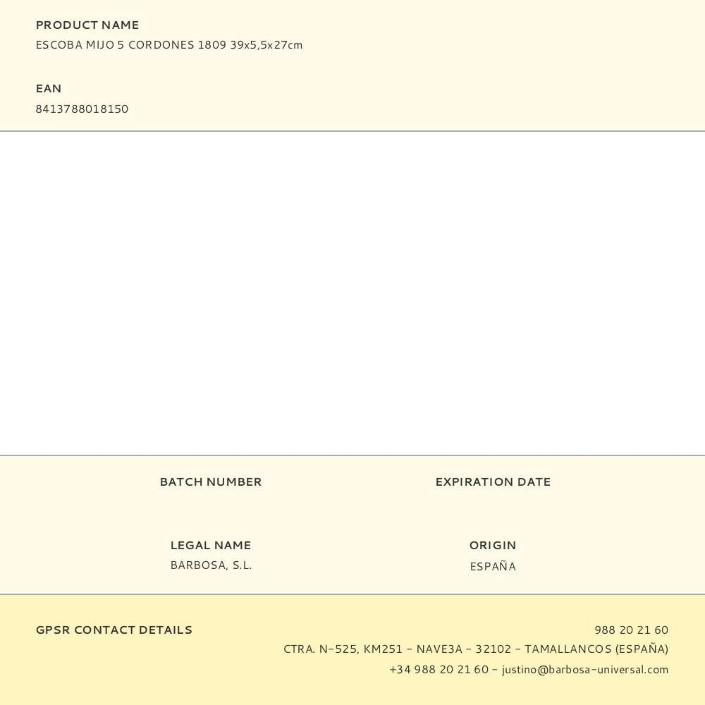 Escoba mijo 5 cordones 1809 39x5,5x27cm