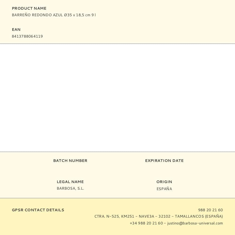 Barreño redondo azul ø35 x 18,5 cm 9 l