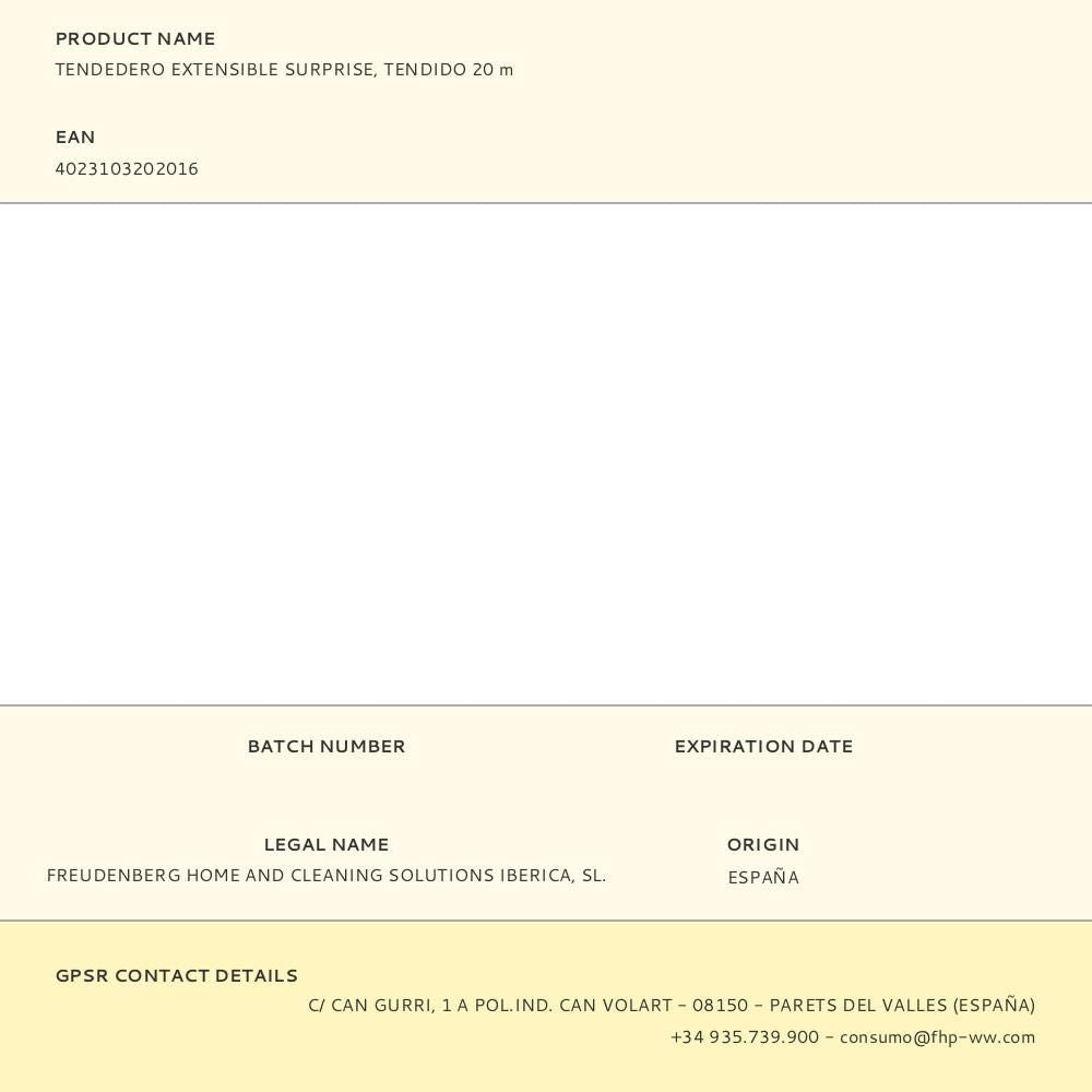 Tendedero extensible surprise, tendido 20 m