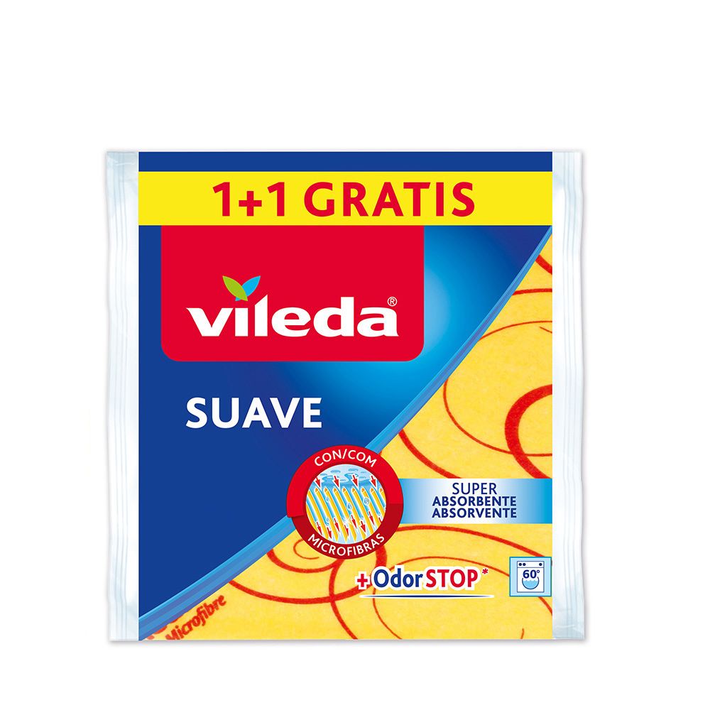 Bayeta amarilla suave 30% microfibra, 35 x 40 cm, 1+1, blister