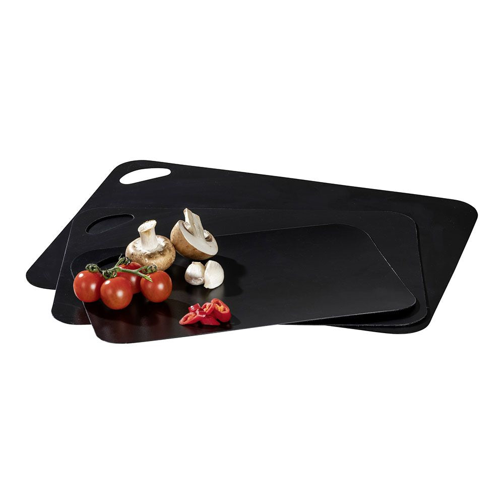 Tablas de corte 3 uds color negro 38 x 29 x 0,15 cm / 33,5 x 24 x 0,15 cm / 28 x 18 x 0,15 cm