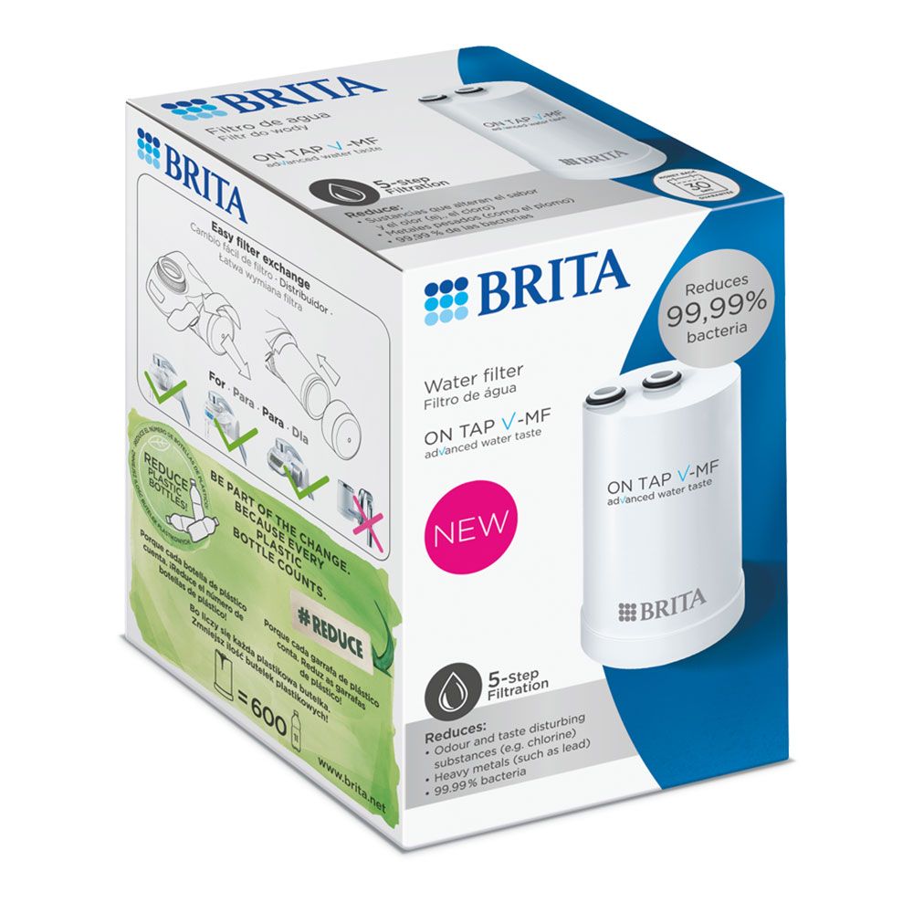 Cartucho de recambio filtro de agua 600l filtro on tap v-mf p1-reduce bacterias 1052398 brita