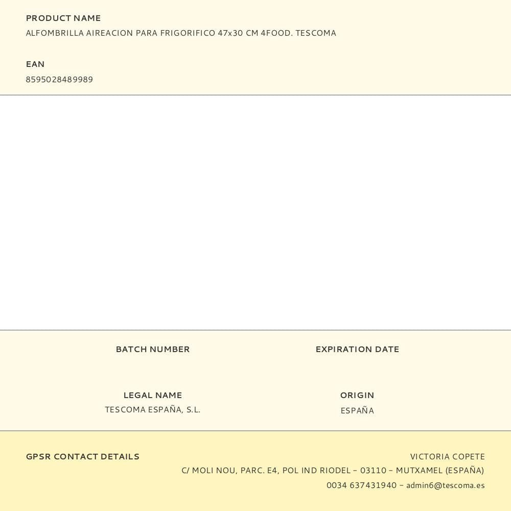 Alfombrilla aireación para frigorífico 47 x 30 cm