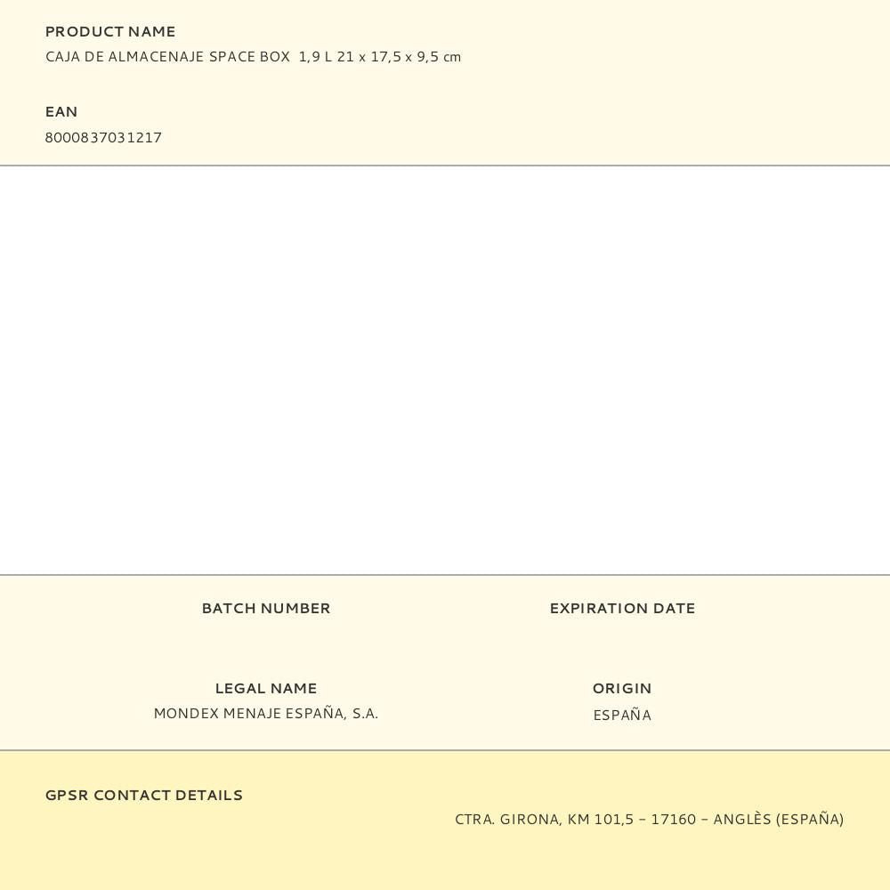 Caja de almacenaje space box 1,9 l 21 x 17,5 x 9,5 cm