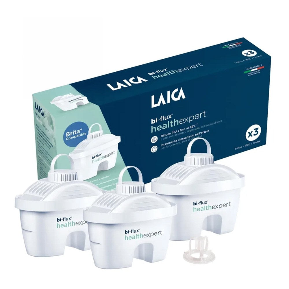 Filtros bi-flux healthexpert compatible con brita, añade magnesio y reduce pfas, caja con 3 uds