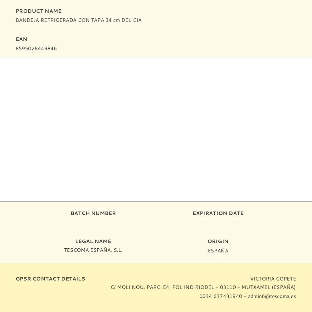 Bandeja refrigerada delicia con tapa 34 cm