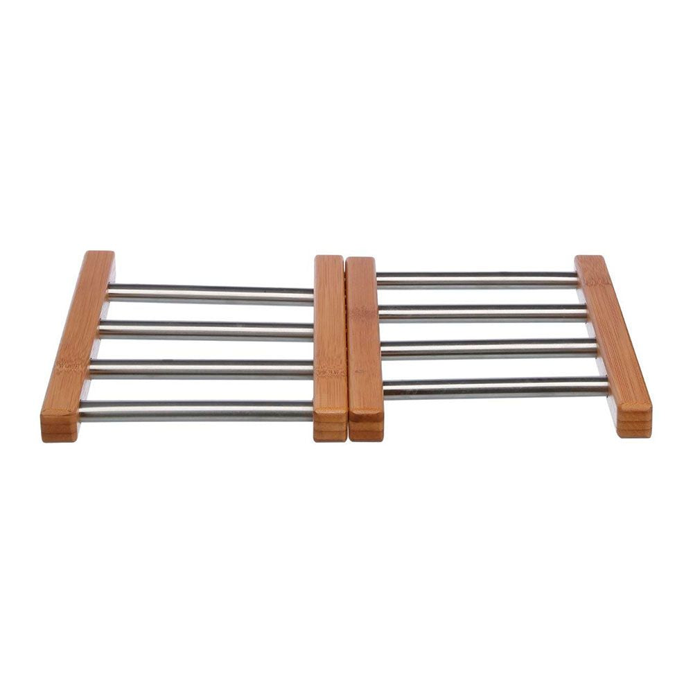 Salvamantel extensible de bambu e inoxidable 35,2 x 22,2 x 2 cm