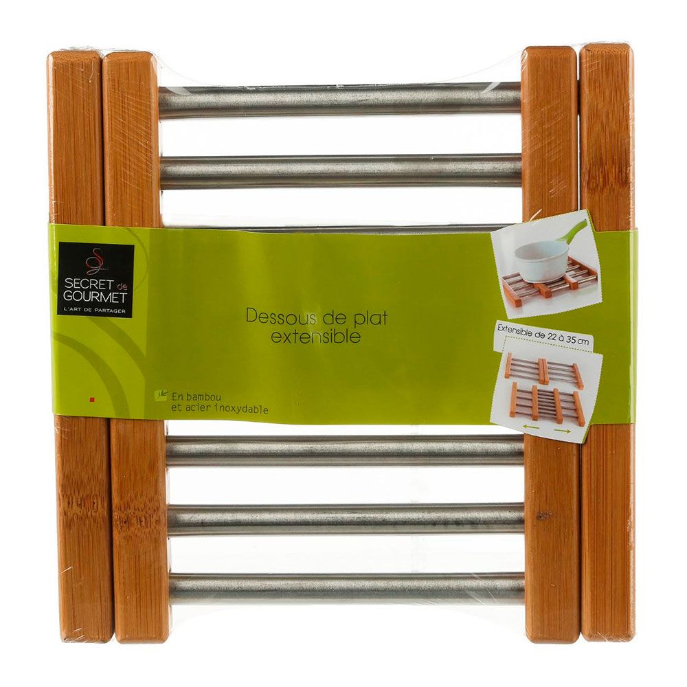 Salvamantel extensible de bambu e inoxidable 35,2 x 22,2 x 2 cm