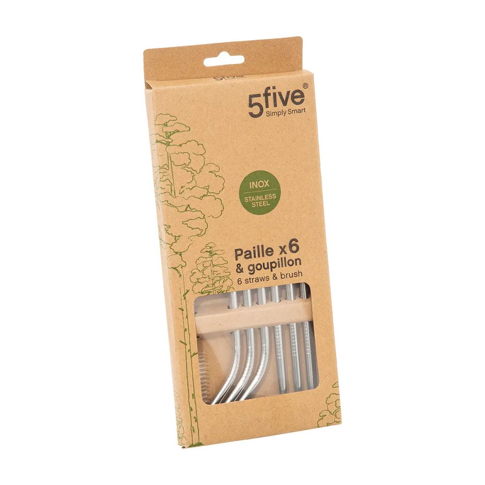 Pajitas de acero inoxidable 6 uds con cepillo de limpieza