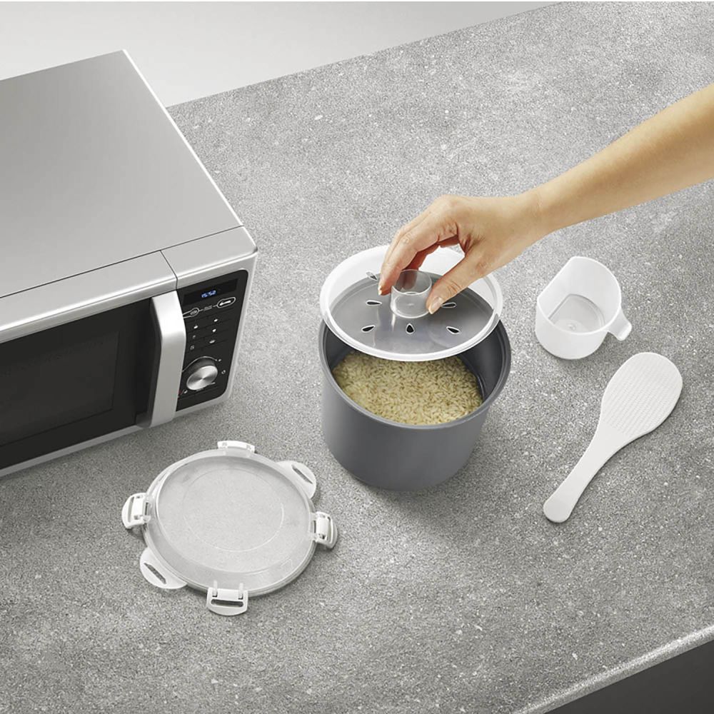 Cocedor de arroz y cereales para microondas