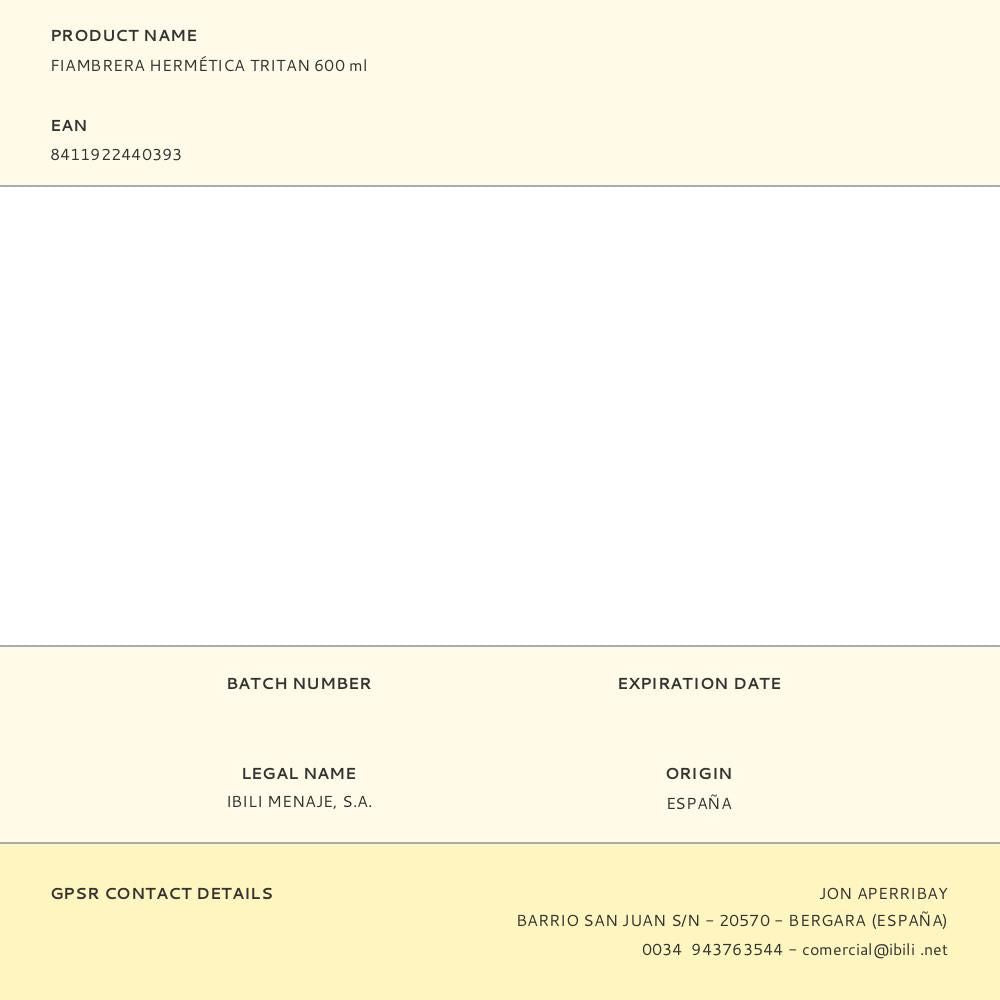 Fiambrera hermética tritan 600 ml