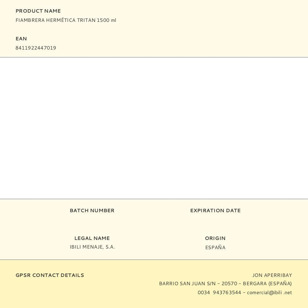 Fiambrera hermética tritan 1500 ml