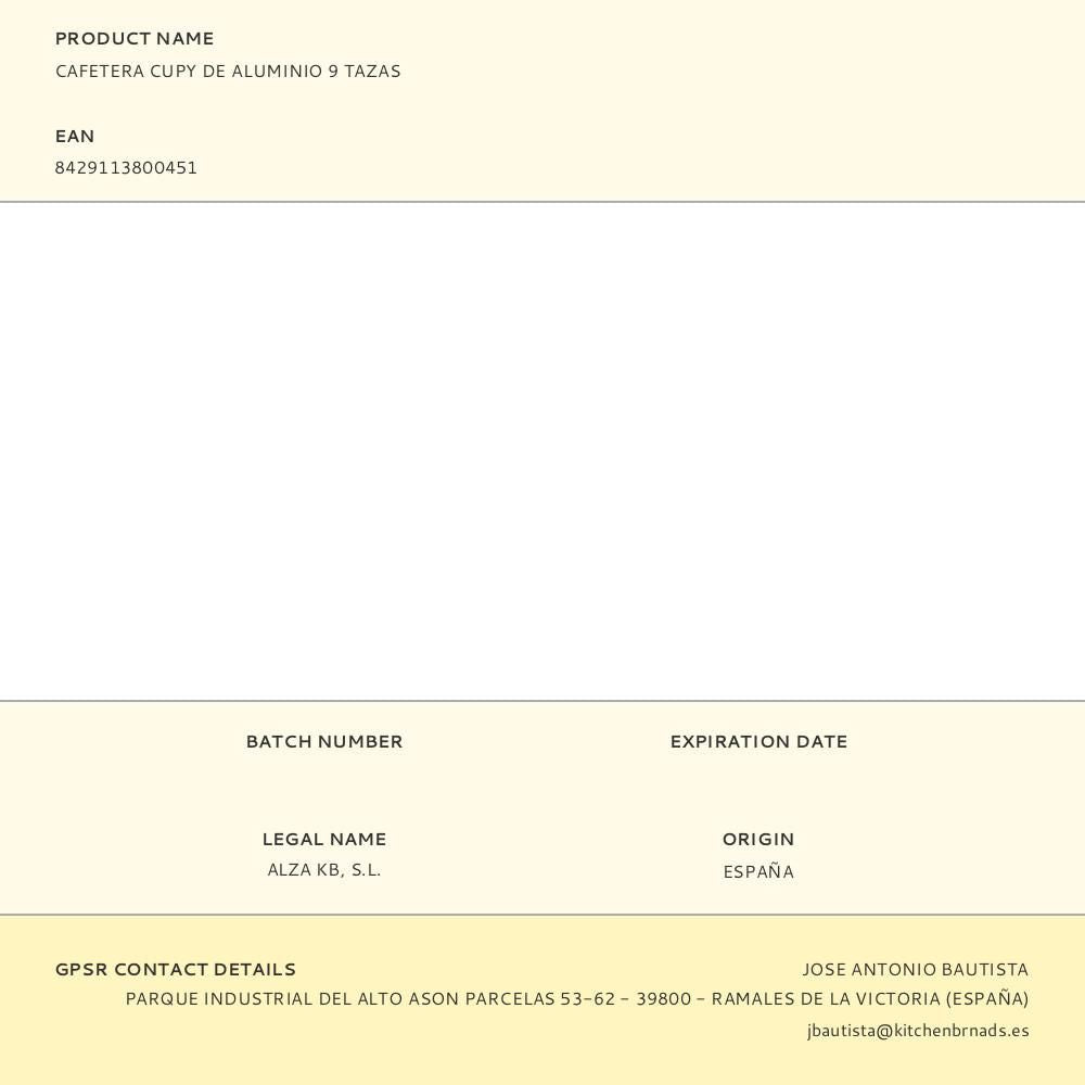 Cafetera cupy de aluminio 9 tazas