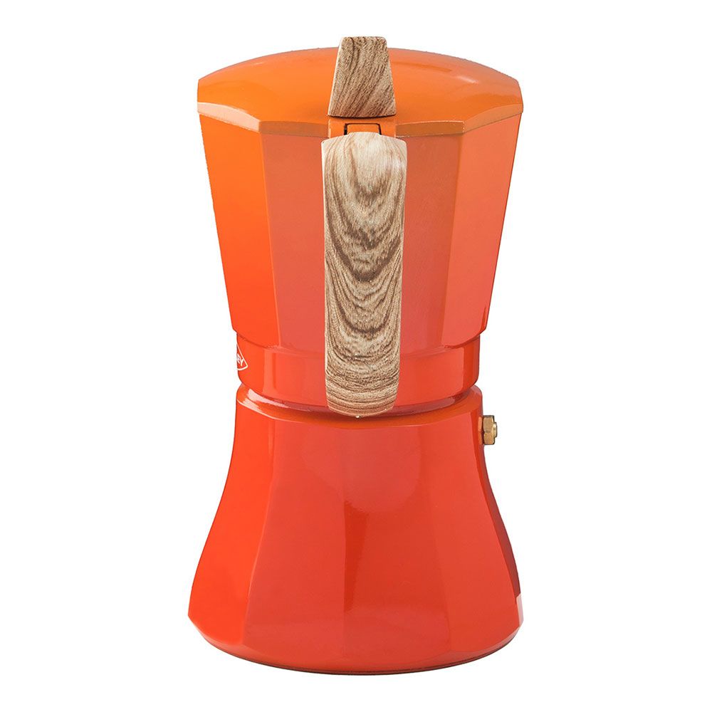 Cafetera petra naranja de aluminio de 6 tazas