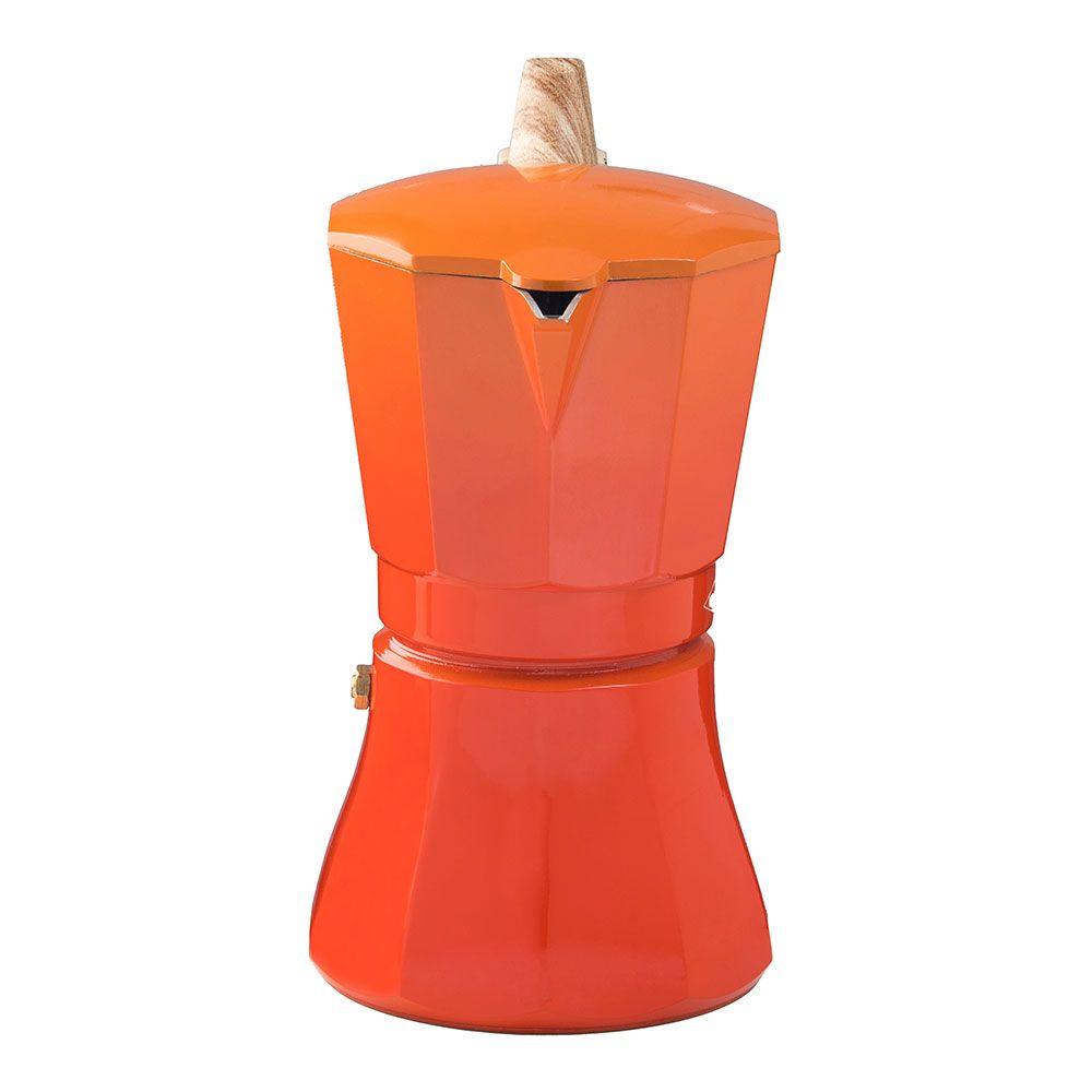 Cafetera petra naranja de aluminio de 6 tazas