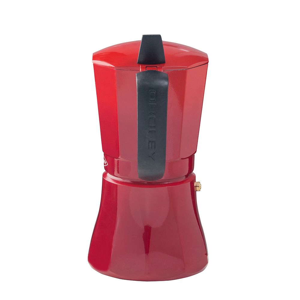 Cafetera petra roja de aluminio de 9 tazas