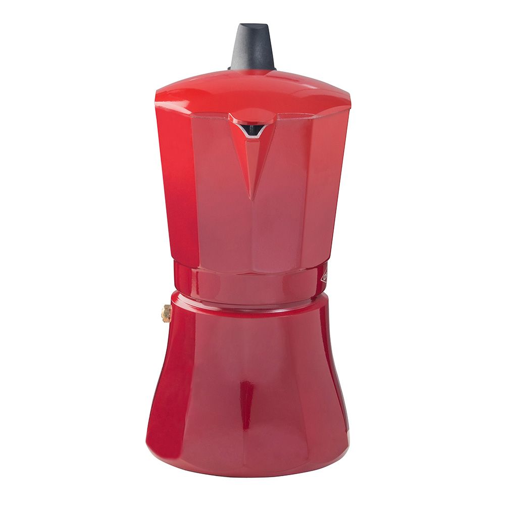 Cafetera petra roja de aluminio de 9 tazas