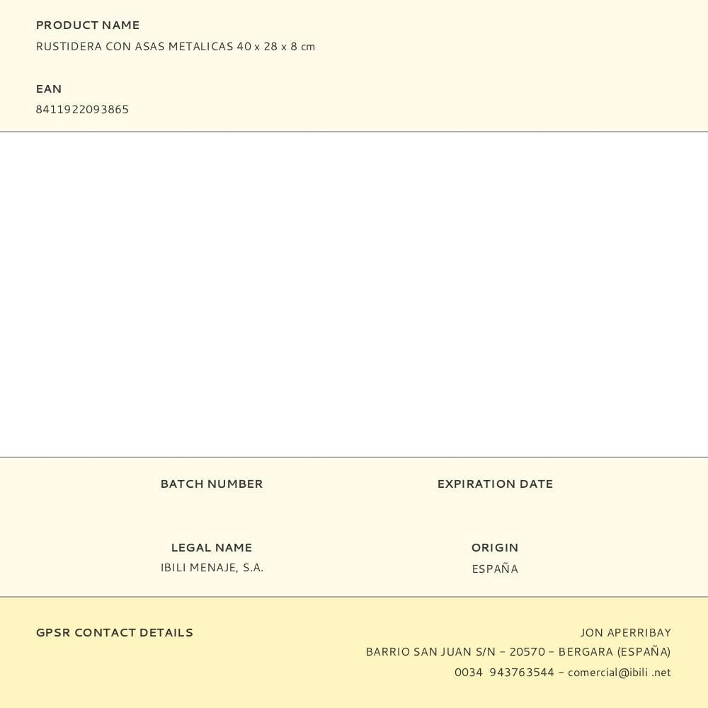 Rustidera con asas metalicas 40 x 28 x 8 cm