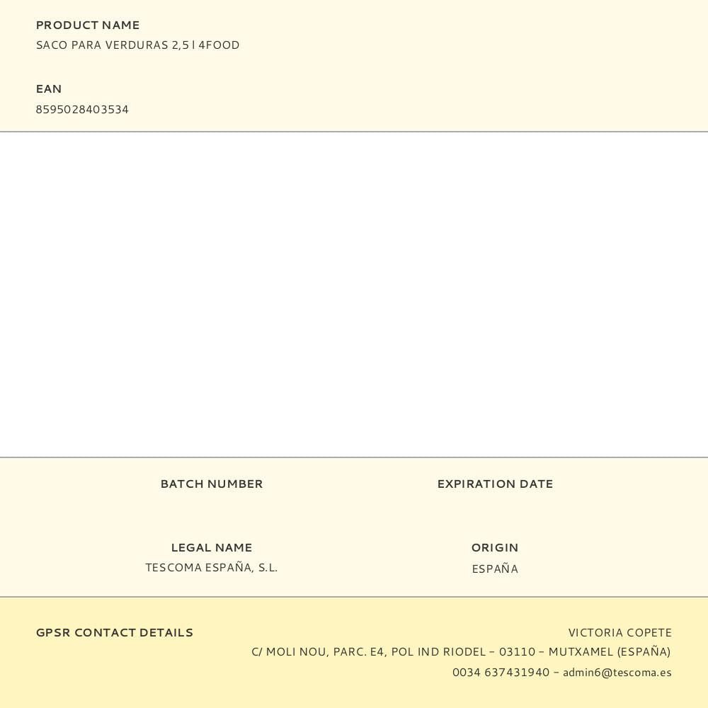 Saco para verduras 4food 2,5 l