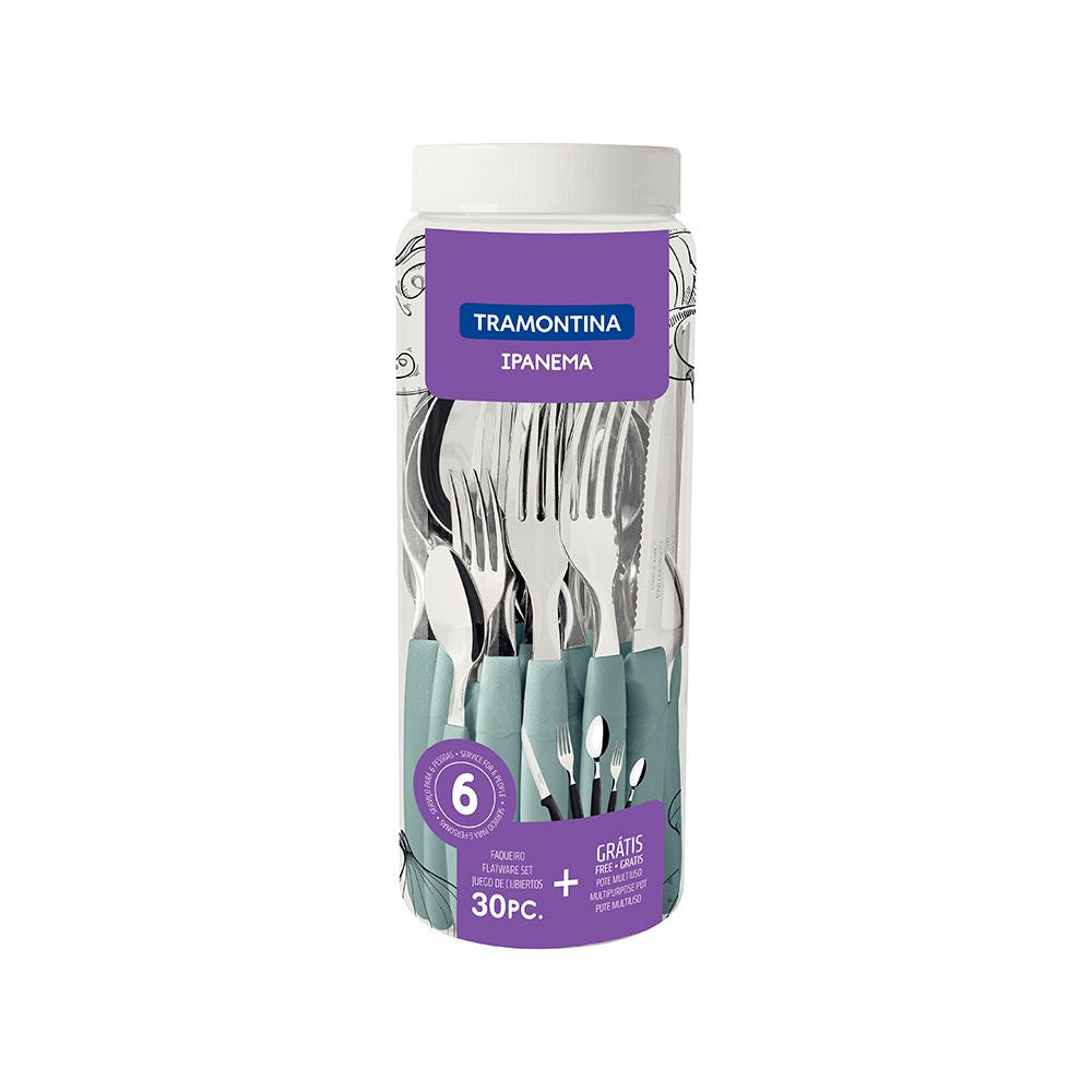 Cubertería 30 piezas azul